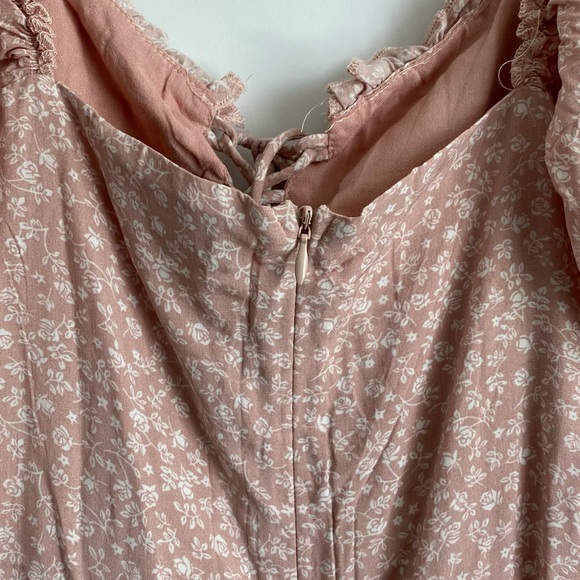Lulu’s Blush Pink Floral Print Lace-Up Dress - Picture 9 of 10